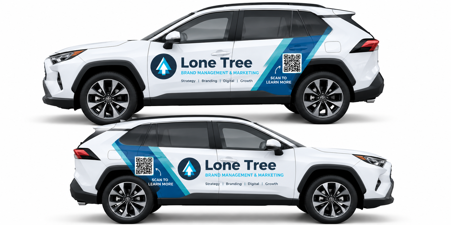 Lone Tree White SUV Door Wrap with QR Code